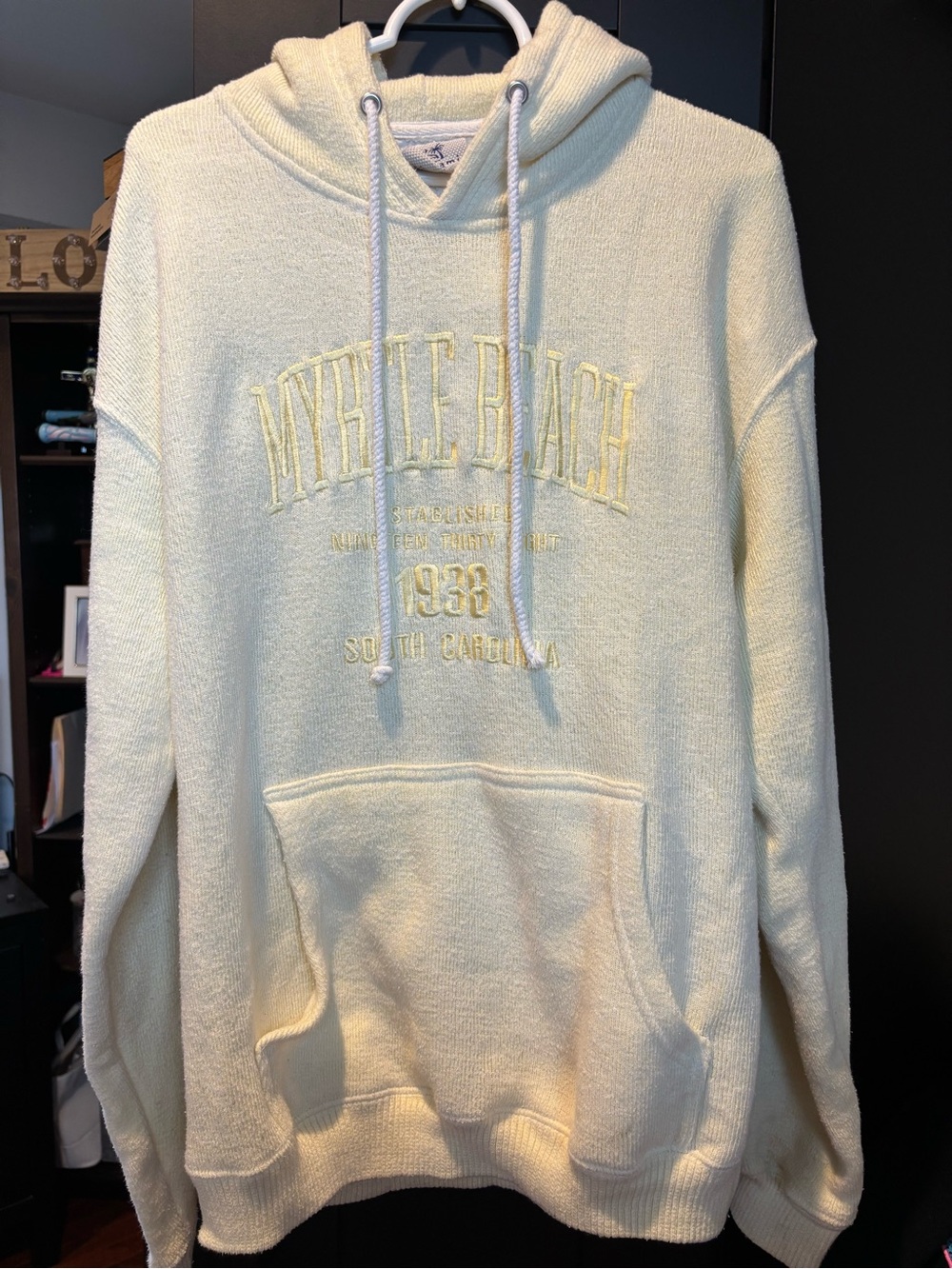 Myrtle Beach Embroidered Butter Yellow Hoodie Sweater